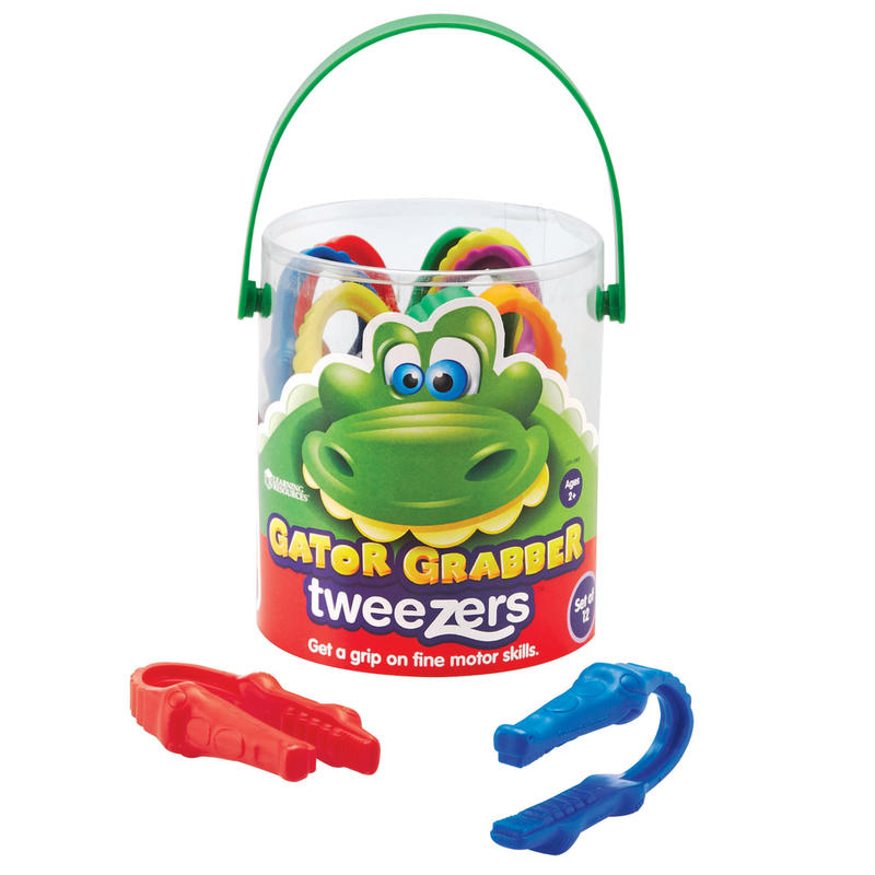 Learning Resources Gator Grabber Tweezers, 4in, Assorted Colors, Pre-K - Grade 1, Pack Of 12 MPN:LER2963