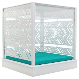 Ledge® Lounger Shift Daybed with Lattice Walls White Mesh & Frame Standard Aruba Fabric LL-DB-S-WH-TRA-LAT-STD-4612 Aruba
