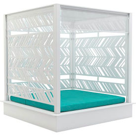 Ledge® Lounger Shift Daybed with Lattice Walls White Mesh & Frame Standard Smoke Fabric LL-DB-S-WH-TRA-LAT-STD-4615 Smoke