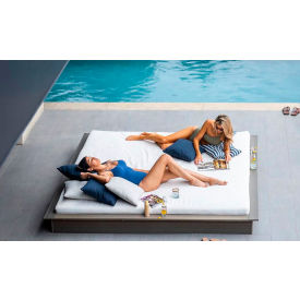 Ledge® Lounger Echo Sunbed with Cushion White Frame Standard Pacific Blue Fabric LL-EO-8SB-WH-STD-4601 Pacific Blue
