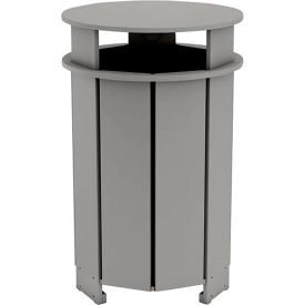 Ledge® Lounger Mainstay Industrial Round Trash Bin & Liner 40 Gallon Capacity Gray LL-MS-ITB-RD-GRY-L