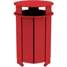 Ledge® Lounger Mainstay Industrial Round Trash Bin & Liner 40 Gallon Capacity Red LL-MS-ITB-RD-RD-L