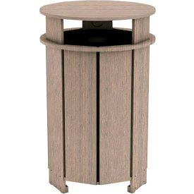 Ledge® Lounger Mainstay Industrial Round Trash Bin & Liner 40 Gallon Capacity Wheat LL-MS-ITB-RD-WE-L