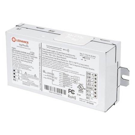 LEDDriver, NFC, 0-10V, 5-1/8in-L, 1PK MPN:LEDrv25UNVC1250DIM1JAUX12NFC