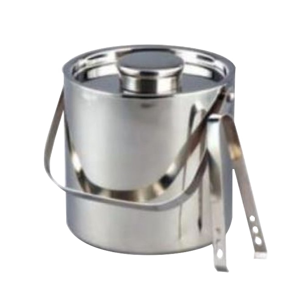 Leeber Elegance Stainless Steel Ice Bucket With Tongs, 3 Quart, Silver MPN:72588
