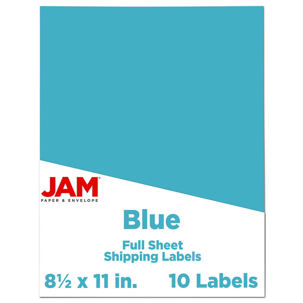 JAM Paper Full-Page Mailing And Shipping Labels, Rectangle, 8 1/2in x 11in, Blue, Pack Of 10 MPN:337628605