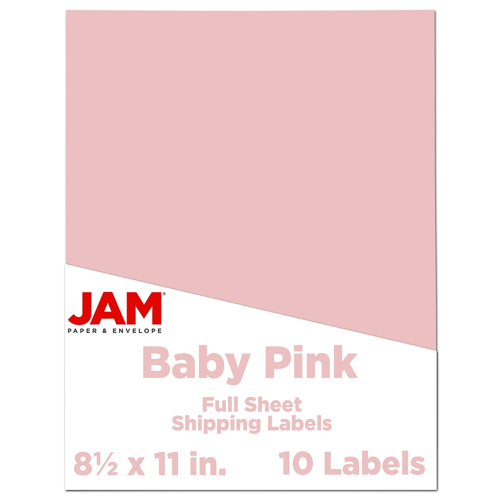 JAM Paper Full-Page Mailing And Shipping Labels, Rectangle, 8 1/2in x 11in, Baby Pink, Pack Of 10 MPN:337628615