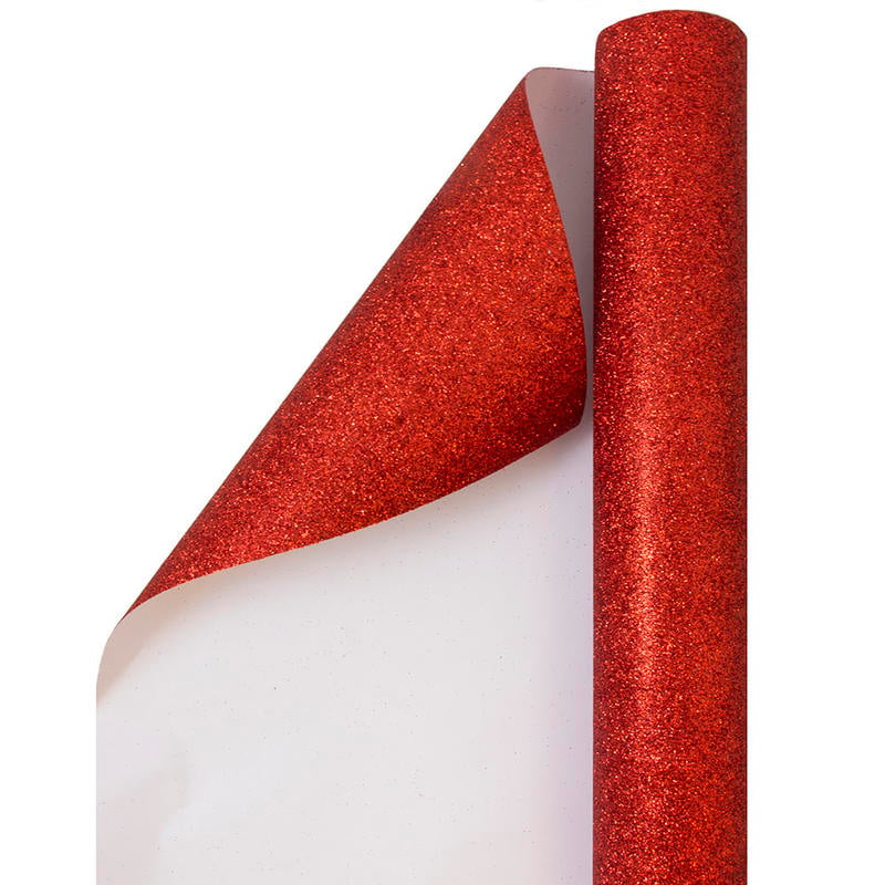 JAM Paper Wrapping Paper, Glitter, 25 Sq Ft, Red MPN:354528187