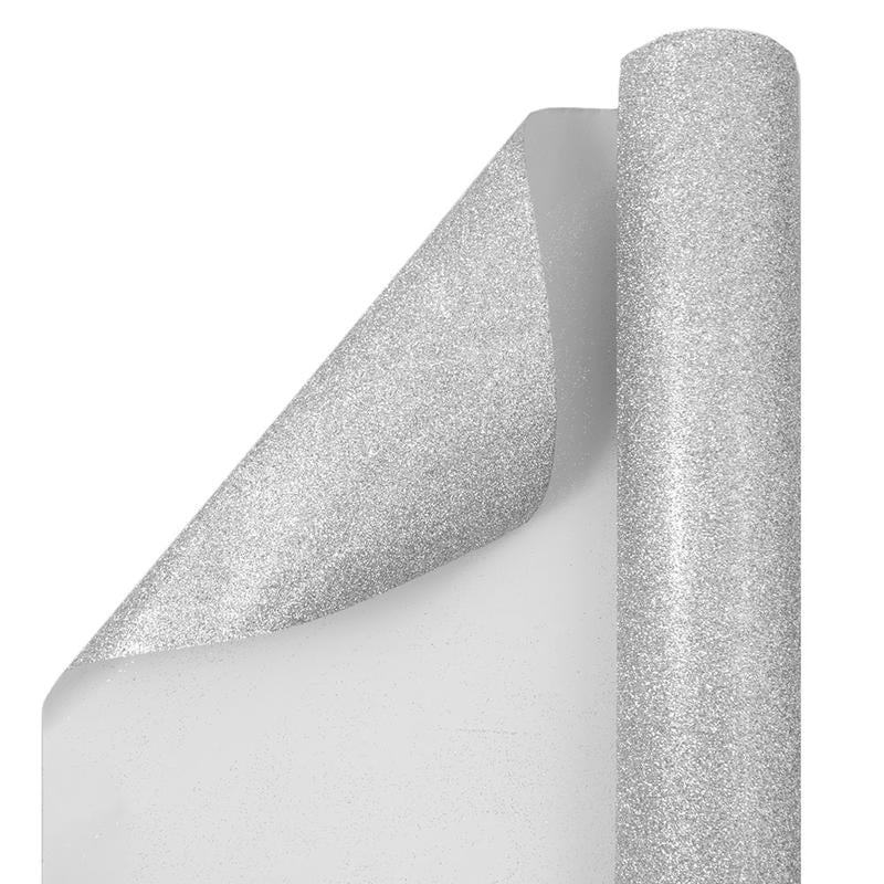 JAM Paper Wrapping Paper, Glitter, 25 Sq Ft, Silver MPN:354528189