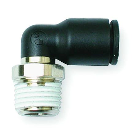 Push-Fit Elbow Fitting, 5/32 in or 4mm Tube Size, Fiberglass-Reinforced Nylon, Black, 10 PK MPN:3109 04 11