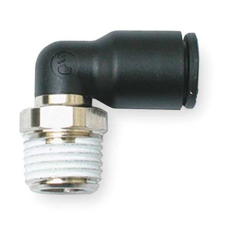 Push-Fit Elbow Fitting, 5/16 in or 8mm Tube Size, Fiberglass-Reinforced Nylon, Black, 10 PK MPN:3109 08 11