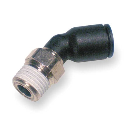 Push-Fit Elbow Fitting, 3/8 in Tube Size, Fiberglass-Reinforced Nylon, Black, 10 PK MPN:3113 60 14
