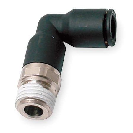Push-Fit Elbow Fitting, 5/16 in or 8mm Tube Size, Fiberglass-Reinforced Nylon, Black, 10 PK MPN:3129 08 11