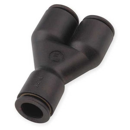 Push-Fit Wye Fitting, 8 x 10mm Tube Size, Brass, Fiberglass-Reinforced Nylon, Black, 10 PK MPN:3140 08 10