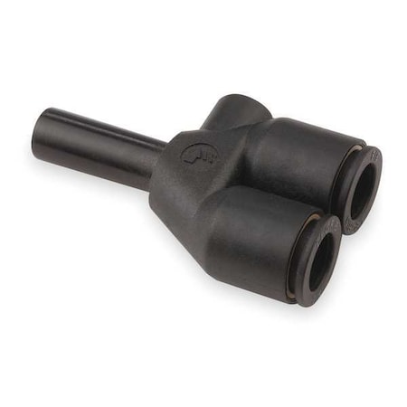 Push-Fit Wye Fitting, 5/32 in or 4mm Tube Size, Brass, Fiberglass-Reinforced Nylon, Black, 10 PK MPN:3142 04 00