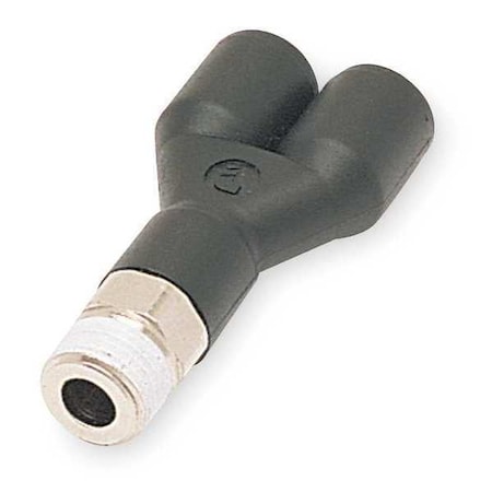 Push-Fit Wye Fitting, 3/8 in Tube Size, Fiberglass-Reinforced Nylon, Black, 10 PK MPN:3148 60 18