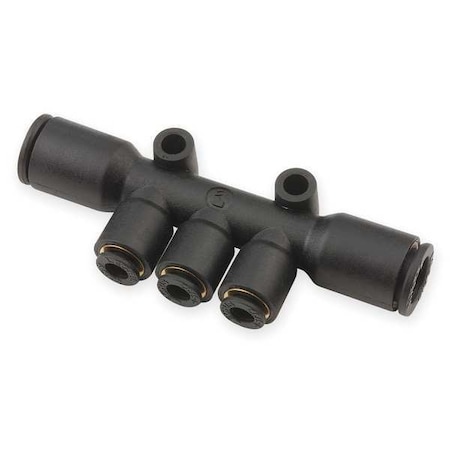Push-Fit Tee Fitting, 8mm x 6mm Tube Size, Brass, Fiberglass-Reinforced Nylon, Black, 10 PK MPN:3304 08 06