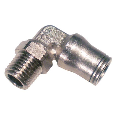 Push-Fit Elbow Fitting, 1/4 in Tube Size, Brass, Silver MPN:3609 56 14