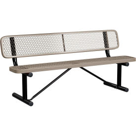 Leisure Craft™ 6' Standard Bench with Back Expanded Metal Portable Beige B6WBP-BEIGE