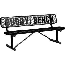 Leisure Craft™ 6' Personalized Standard Buddy Bench with Back Expanded Metal Portable Black PB6WBP-BLACK