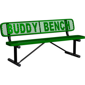 Leisure Craft™ 6' Personalized Standard Buddy Bench with Back Expanded Metal Portable Green PB6WBP-GREEN