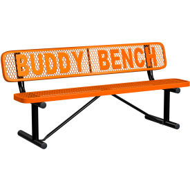 Leisure Craft™ 6' Personalized Standard Buddy Bench with Back Expanded Metal Portable Orange PB6WBP-ORANGE
