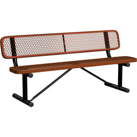 Leisure Craft™ 6' Standard Bench with Back Expanded Metal Portable Brown B6WBP-BROWN