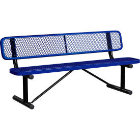 Leisure Craft™ 6' Standard Bench with Back Expanded Metal Portable Navy B6WBP-NAVY