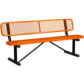 Leisure Craft™ 6' Standard Bench with Back Expanded Metal Portable Orange B6WBP-ORANGE
