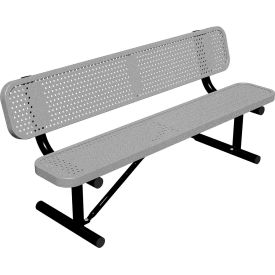 Leisure Craft™ 6' Standard Bench with Back Perforated Metal Portable Granite B6WBP-PERF-GRANITE