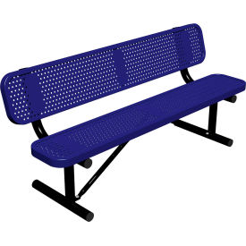 Leisure Craft™ 6' Standard Bench with Back Perforated Metal Portable Navy B6WBP-PERF-NAVY