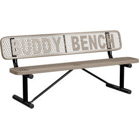 Leisure Craft™ 6' Personalized Standard Buddy Bench with Back Expanded Metal Portable Beige PB6WBP-BEIGE