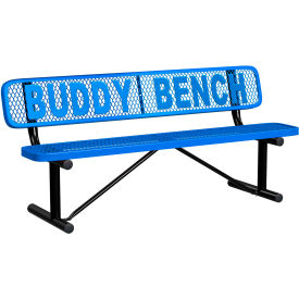 Leisure Craft™ 6' Personalized Standard Buddy Bench with Back Expanded Metal Portable Blue PB6WBP-BLUE