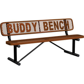 Leisure Craft™ 6' Personalized Standard Buddy Bench with Back Expanded Metal Portable Brown PB6WBP-BROWN