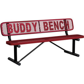 Leisure Craft™ 6' Personalized Standard Buddy Bench w/ Back Expanded Metal Portable Burgundy PB6WBP-BURGUNDY