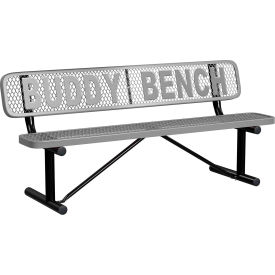 Leisure Craft™ 6' Personalized Standard Buddy Bench with Back Expanded Metal Portable Gray PB6WBP-GRAY