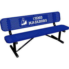 Leisure Craft™ 6' Personalized Standard Bench with Back Perforated Metal Portable Navy PB6WBP-PERF-NAVY