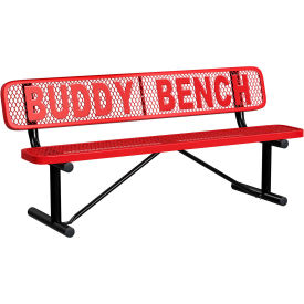Leisure Craft™ 6' Personalized Standard Buddy Bench with Back Expanded Metal Portable Red PB6WBP-RED