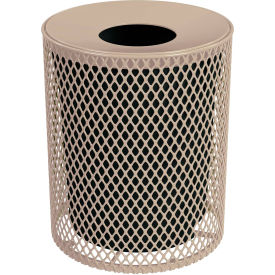 Leisure Craft™ Portable Receptacle with Lid & Liner Expanded Metal 32 Gallon Capacity Beige 32EXPLNSML-BEIGE