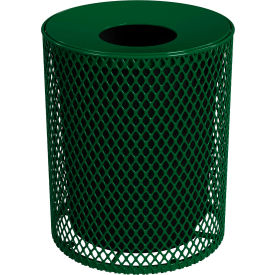 Leisure Craft™ Portable Receptacle w/ Lid & Liner Expanded Metal 32 Gallon Cap. Black Green 32EXPLNSML-BLACK GREEN