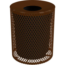 Leisure Craft™ Portable Receptacle with Lid & Liner Expanded Metal 32 Gallon Capacity Brown 32EXPLNSML-BROWN