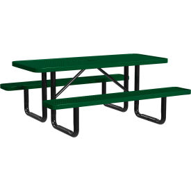 Leisure Craft™ 6' Rectangular Standard Picnic Table Expanded Metal Portable Black Green T6XPP-BLACK GREEN