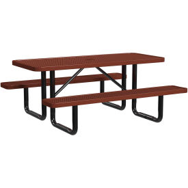 Leisure Craft™ 6' Rectangular Standard Picnic Table Expanded Metal Portable Brown T6XPP-BROWN