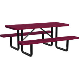 Leisure Craft™ 6' Rectangular Standard Picnic Table Expanded Metal Portable Burgundy T6XPP-BURGUNDY