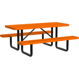 Leisure Craft™ 6' Rectangular Standard Picnic Table Expanded Metal Portable Orange T6XPP-ORANGE