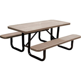 Leisure Craft™ 6' Rectangular Standard Picnic Table Perforated Metal Portable Beige T6XPP-PERF-BEIGE