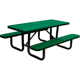 Leisure Craft™ 6' Rectangular Standard Picnic Table Perforated Metal Portable Black Green T6XPP-PERF-BLACK GREEN