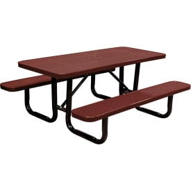 Leisure Craft™ 6' Rectangular Standard Picnic Table Perforated Metal Portable Brown T6XPP-PERF-BROWN