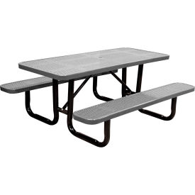 Leisure Craft™ 6' Rectangular Standard Picnic Table Perforated Metal Portable Granite T6XPP-PERF-GRANITE