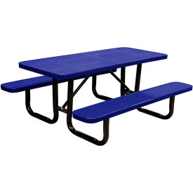 Leisure Craft™ 6' Rectangular Standard Picnic Table Perforated Metal Portable Navy T6XPP-PERF-NAVY